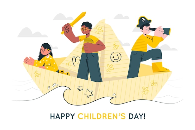 Free vector world children's day concept illustration