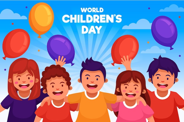 World children's day with colorful balloons