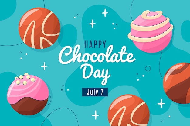 World chocolate day hand drawn flat background