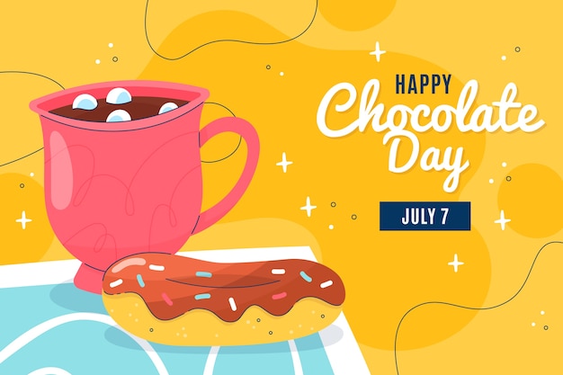 Vettore gratuito fondo piatto disegnato a mano della giornata mondiale del cioccolato