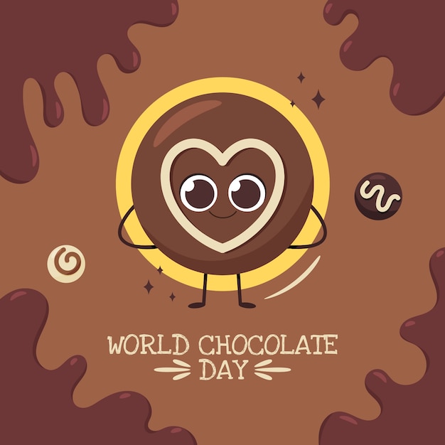 Free vector world chocolate day hand drawn flat illustration