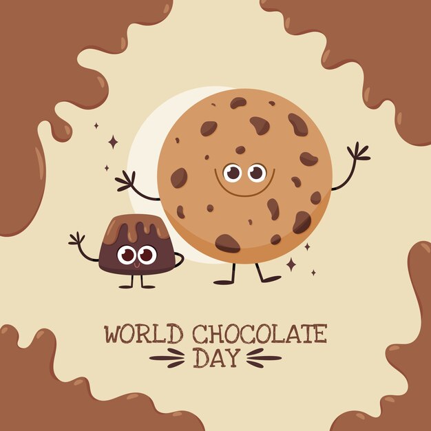 Всемирный день шоколада рисованной плоской иллюстрации