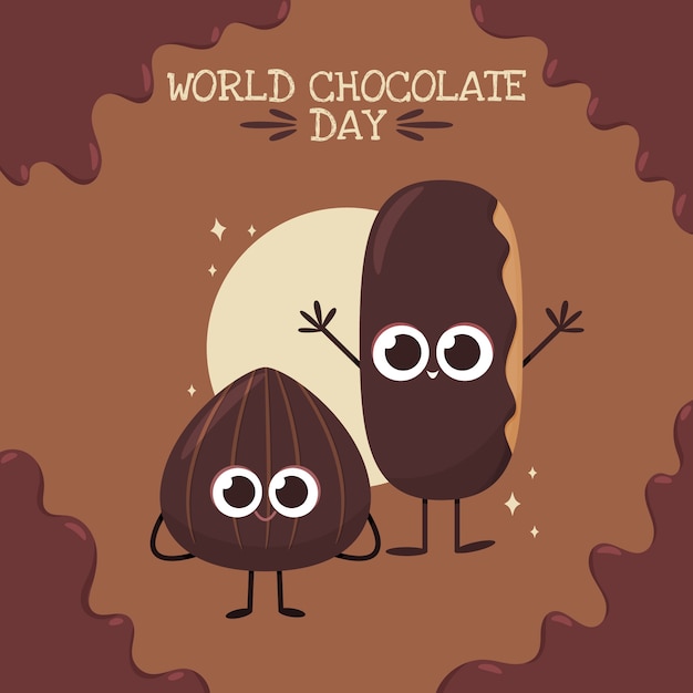 Free vector world chocolate day hand drawn flat illustration