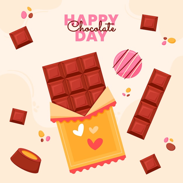 World chocolate day hand drawn flat illustration