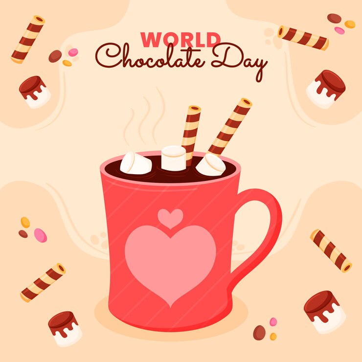 Free Vector world chocolate day hand drawn flat illustration