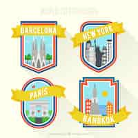 Free vector world cities badges