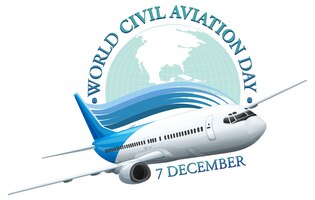 Vettore gratuito banner per la giornata mondiale dell'aviazione civile