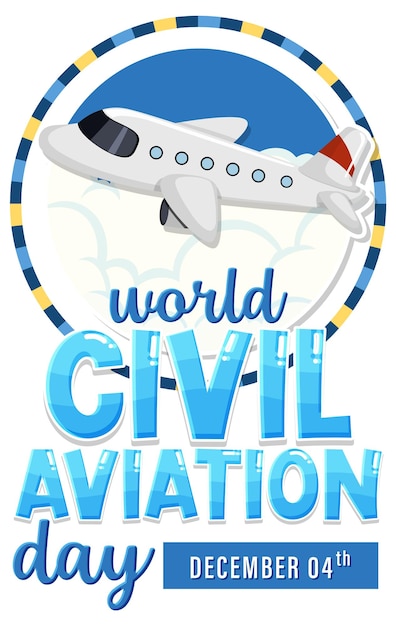 무료 벡터 포스터 또는 배너 디자인을 위한 세계 민간 항공 텍스트