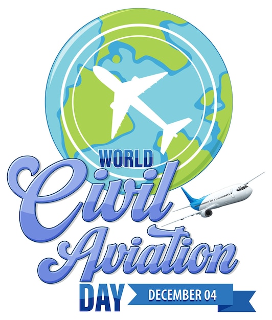 Vettore gratuito testo dell'aviazione civile mondiale per la progettazione di poster o banner