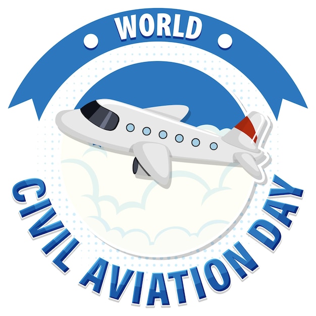 Free vector world civil aviation text for poster or banner design