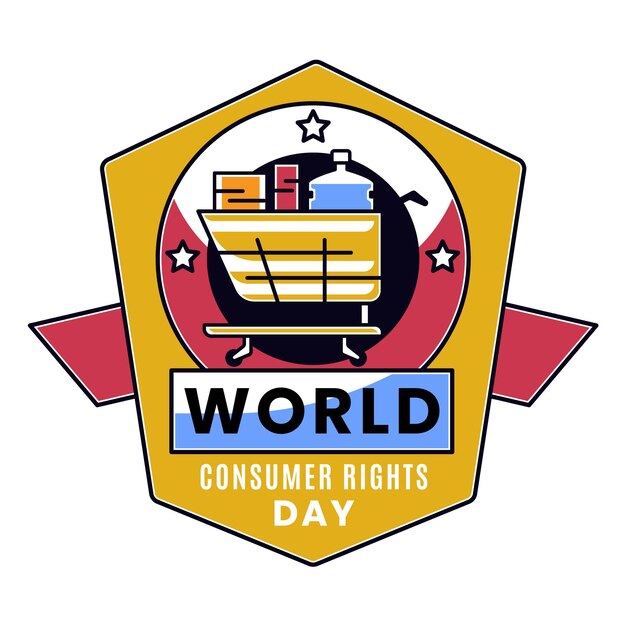 World consumer rights day illustration with shopping cart
