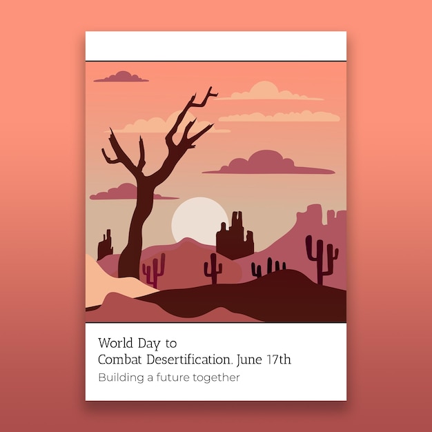 Free vector world day to combat desertification poster