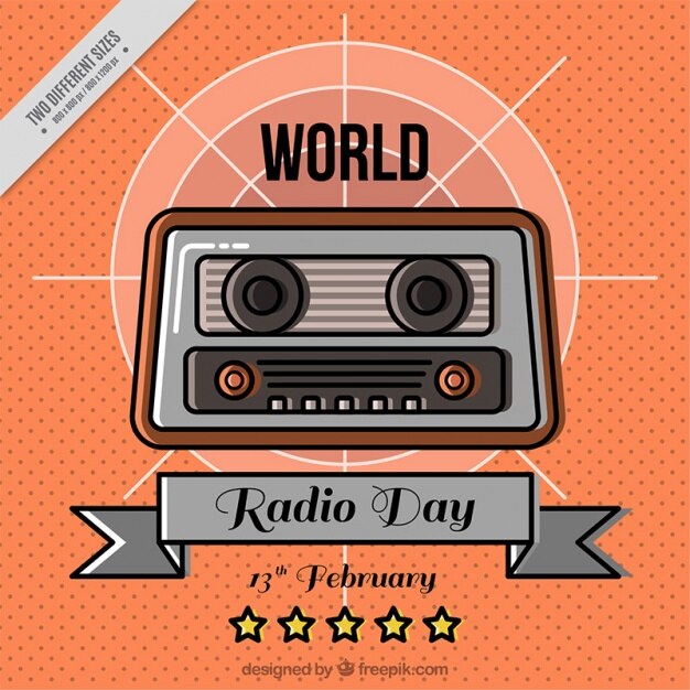 Free Vector world day of the radio orange background