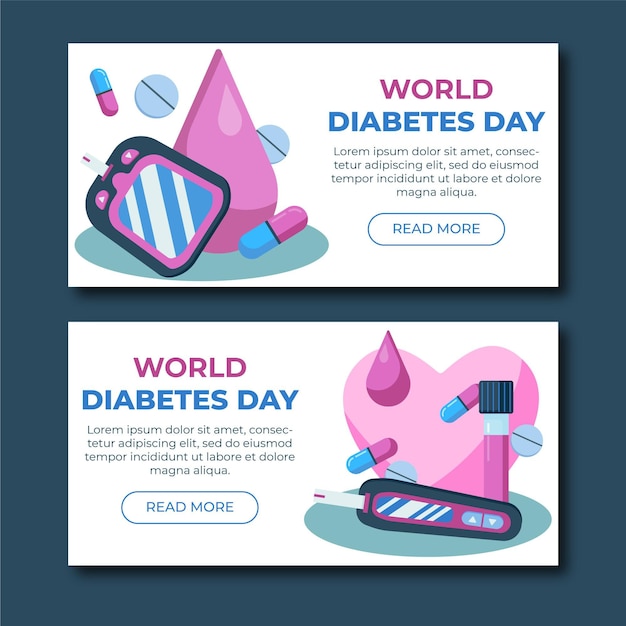 Free vector world diabetes day banners template