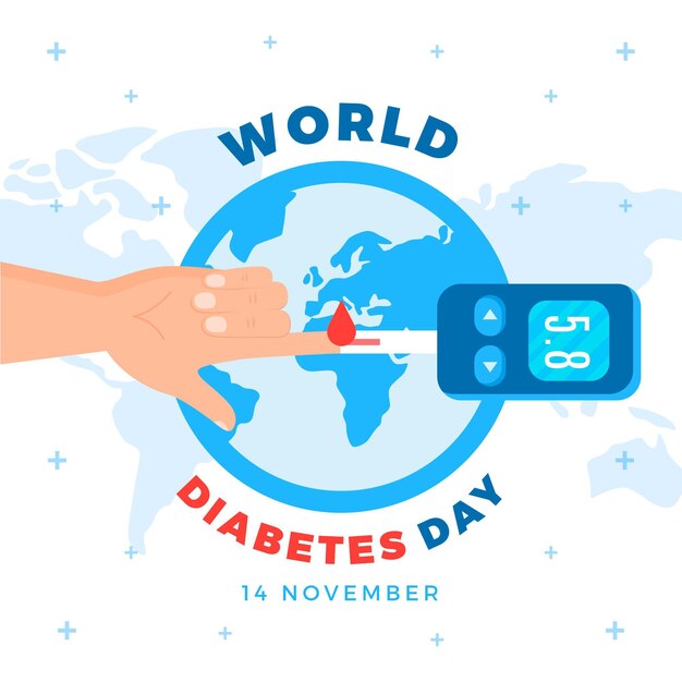 Free vector world diabetes day celebration flat design