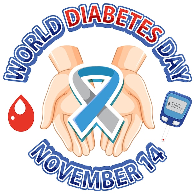 Free vector world diabetes day font logo design