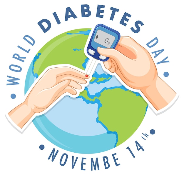 Бесплатное векторное изображение Дизайн логотипа всемирного дня борьбы с диабетом