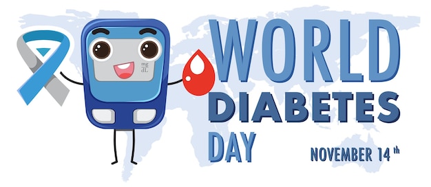 Vettore gratuito design del logo della giornata mondiale del diabete