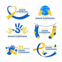 Vettore gratuito collezione di etichette per la giornata mondiale della sindrome di down