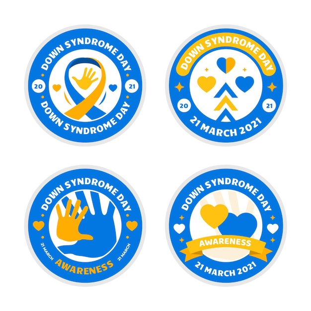 Free vector world down syndrome day label collection