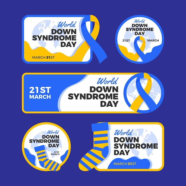 Set di etichette per la giornata mondiale della sindrome di down