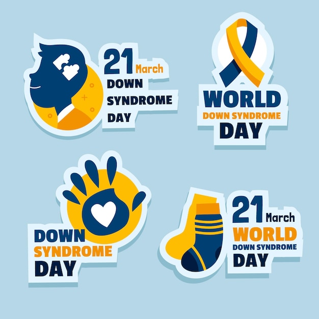 Free vector world down syndrome day label set