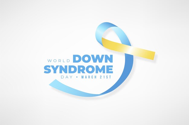 World down syndrome day realistic illustration with ribbon