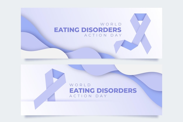 World eating disorders action day banners set in paper style