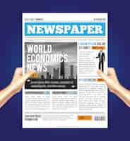 Free vector world economic newspaper composition