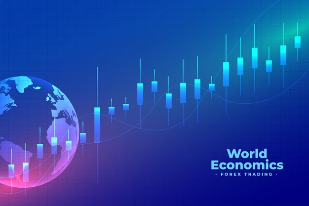 World economics forex trading blue background