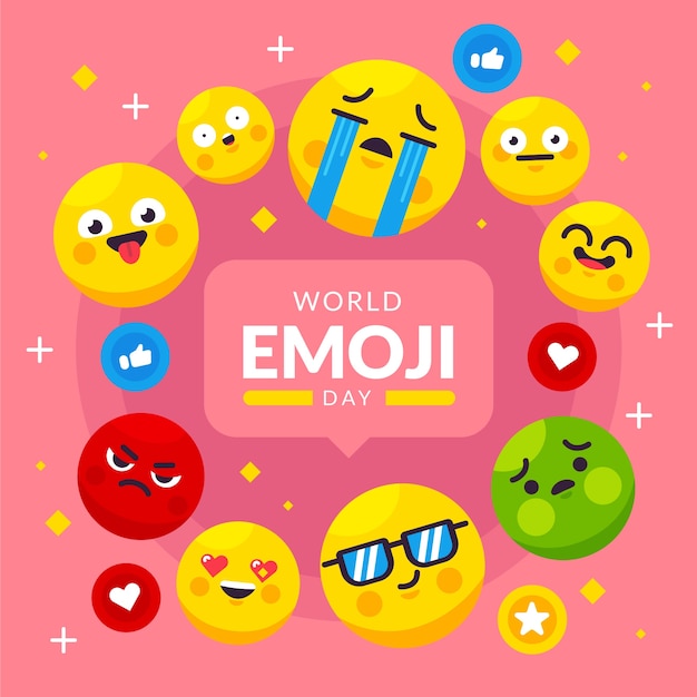 World emoji day flat