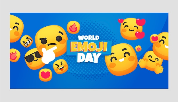 Vettore gratuito banner piatto disegnato a mano della giornata mondiale delle emoji