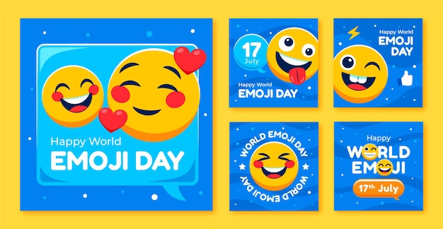 Set di post instagram per la giornata mondiale delle emoji