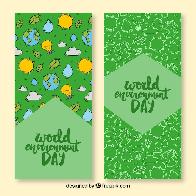 World Environment Day Banner With Sun And Earth Pattern