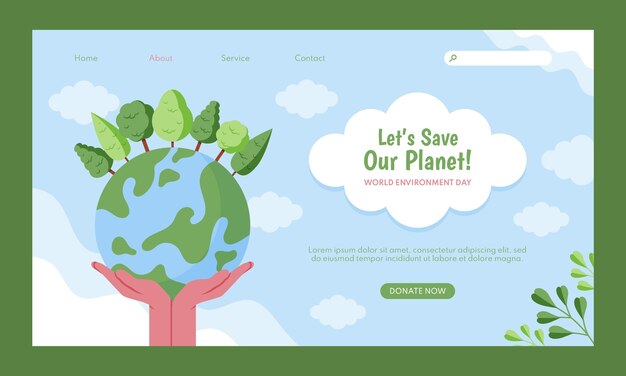 World environment day flat landing page