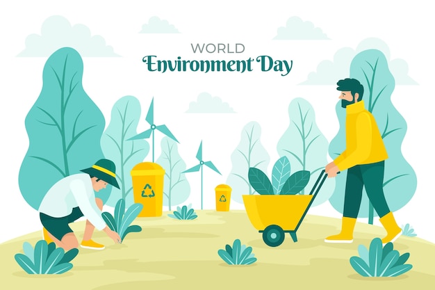 Бесплатное векторное изображение Всемирный день окружающей среды рисованной фон