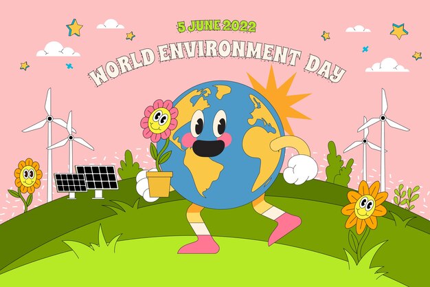 Всемирный день окружающей среды рисованной плоский фон