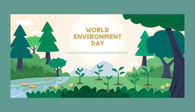 world environment day hand drawn flat banner