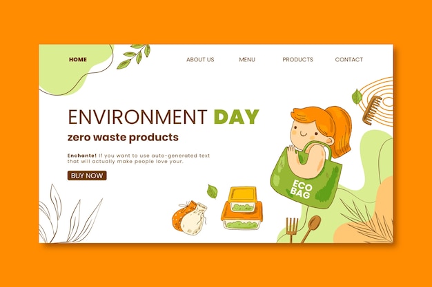 Free vector world environment day hand drawn flat landing page