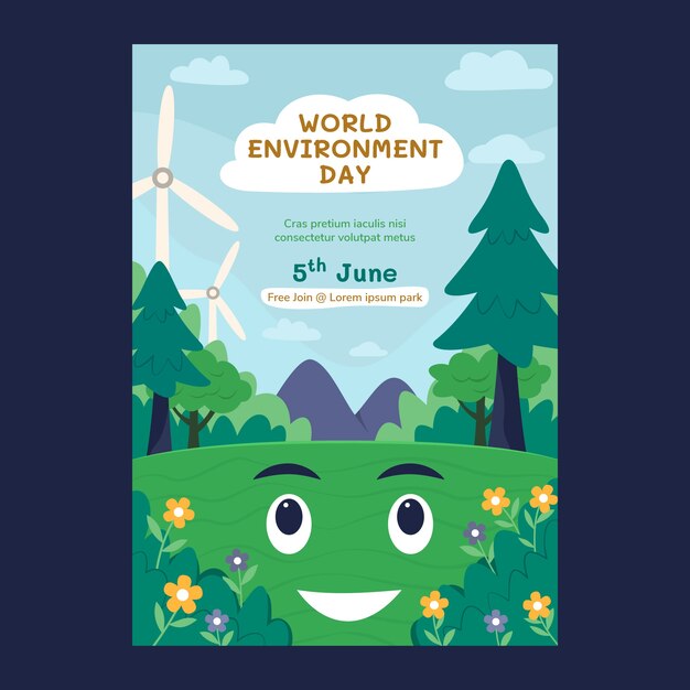 world environment day hand drawn flat poster or flyer