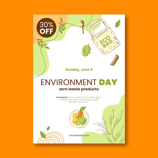 World environment day hand drawn flat poster