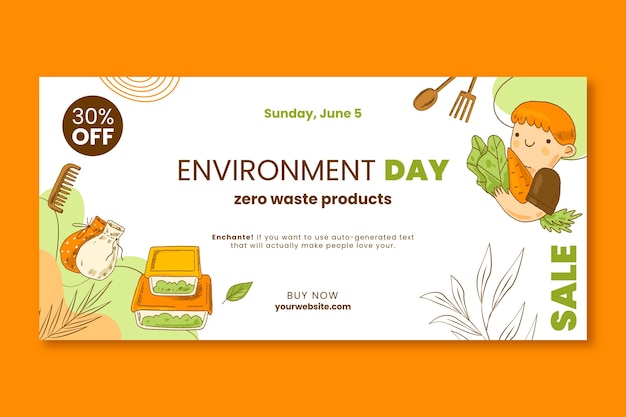 Free vector world environment day hand drawn flat sale banner