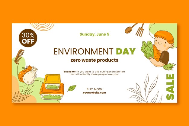 World environment day hand drawn flat sale banner