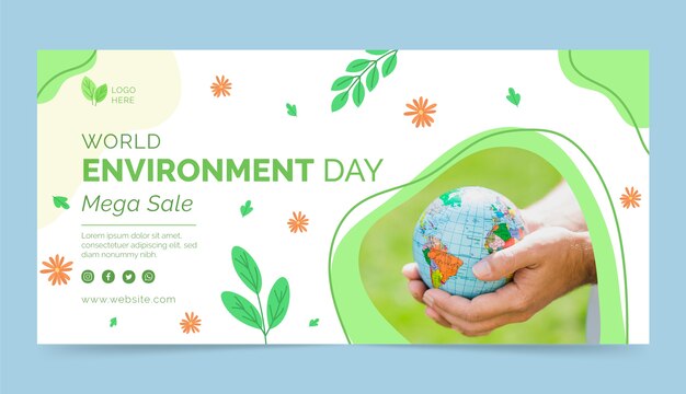 World environment day hand drawn flat sale banner
