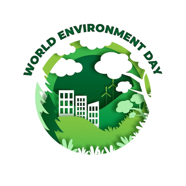 Illustrazione della giornata mondiale dell'ambiente in stile carta