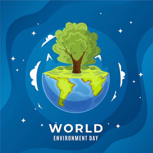 Всемирный день окружающей среды в плоском дизайне