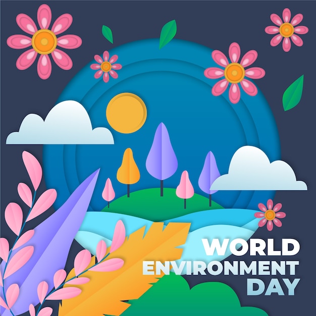 World environment day in paper style illustrated