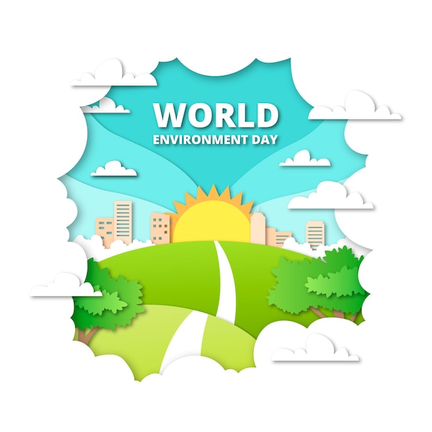 Всемирный день окружающей среды в бумажном стиле