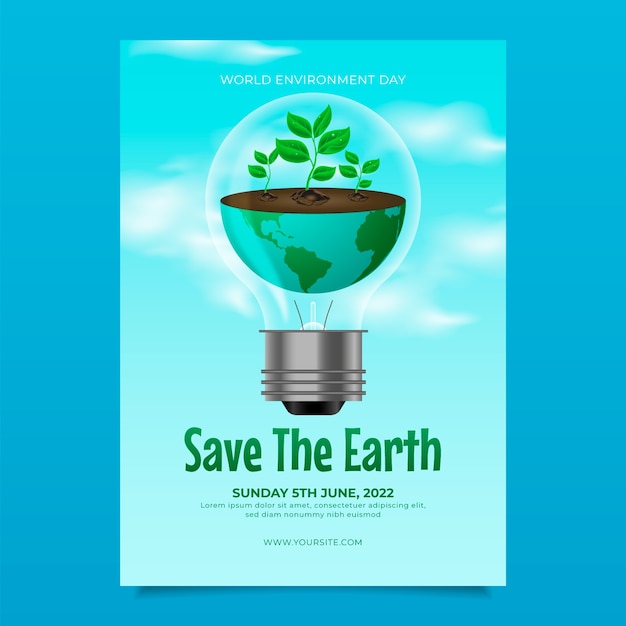 Free vector world environment day realistic poster or flyer