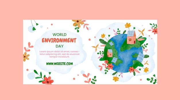 World environment day watercolor banner